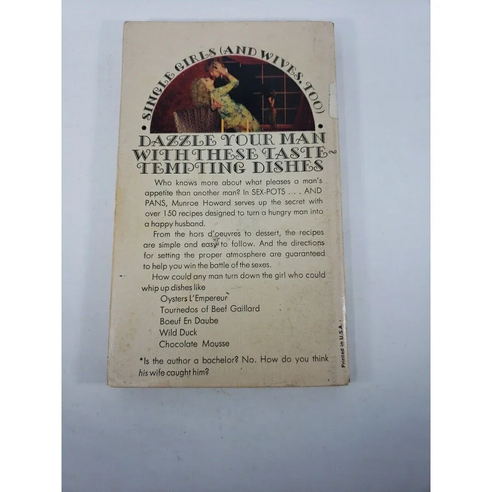 Sex Pots ... And Pans by Munroe Howard Paperback First Printing 1970 VTG Rare